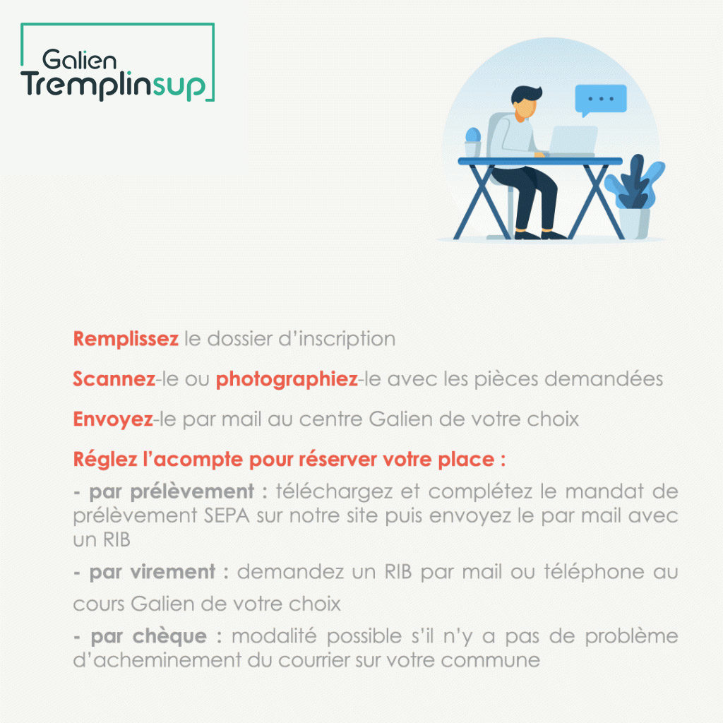 les étapes pour s'inscrire aux cours galien pendant le confinement